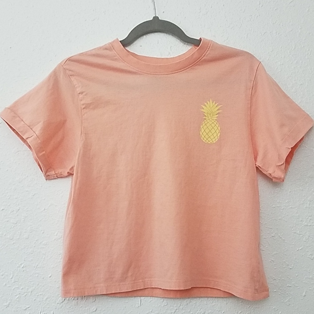 pineapple vibes tshirt M cropped short Sleeve Y2K